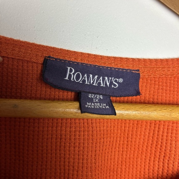 Roaman’s Blouse Top Henley Long Sleeve Thermal Waffle Plus Size 22-24 1X - Picture 7 of 9